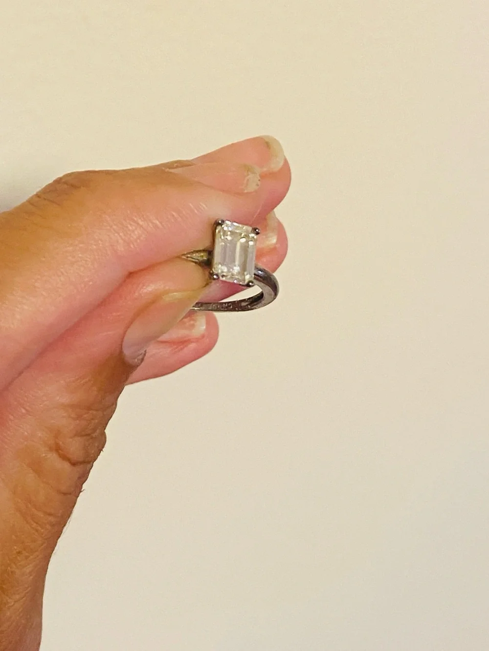 Moissanite emerald cut 0.95 ctw sterling silver ring